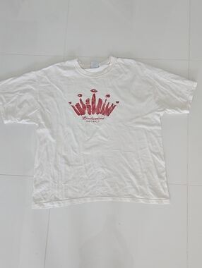 Vintage Budweiser White Short Sleeve Tee with Red Crest